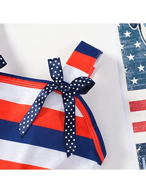 RETSUGO 4th of July Girl Dresses Independence Day Outfit Baby Girls American Flag Stars Stripes Patriotic Dress Clothes