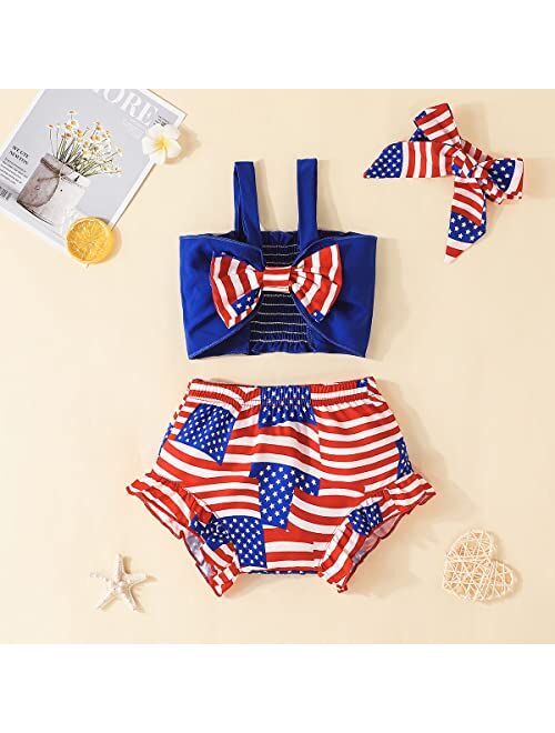 Noubeau Toddler Girl Clothes Ribbed Bow Halter Crop Top Cute Tank Tops Rainbow Bloomers Shorts Baby Girl Summer Outfit