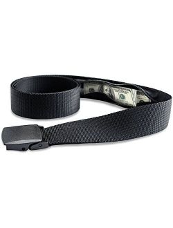Roomierlife Money Belts for Men Travel Security Belt with Hidden Money Compartment Pocket Cashsafe Anti-Theft Wallet Non-Metal Buckle