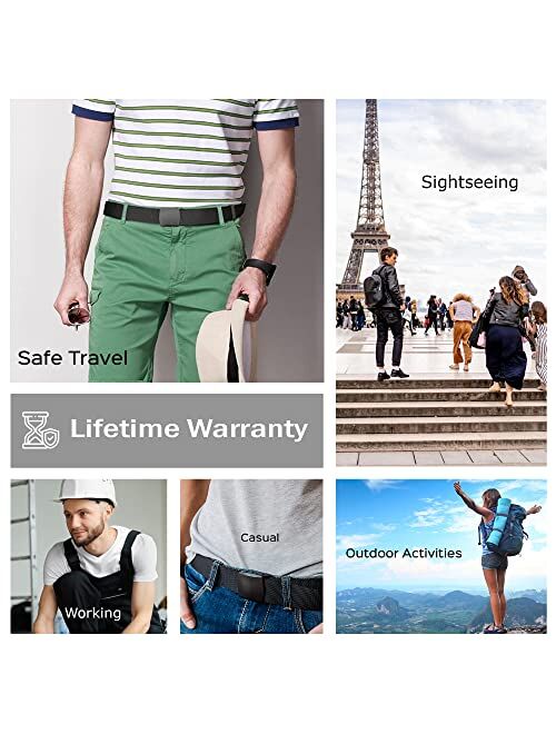 Roomierlife Money Belts for Men Travel Security Belt with Hidden Money Compartment Pocket Cashsafe Anti-Theft Wallet Non-Metal Buckle