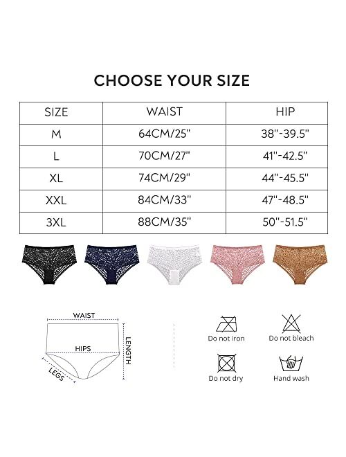 FallSweet Plus Size Lace Panties Underwear Sexy Underwear for Women Hipster Briefs M-3XL