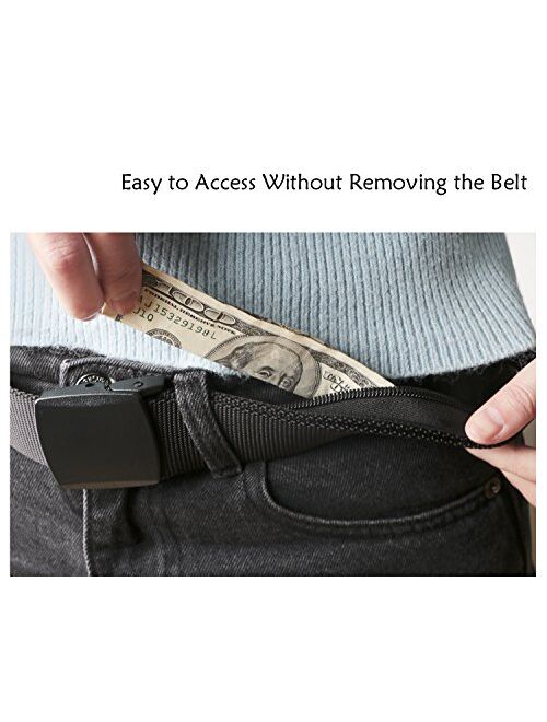 SUOSDEY Travel Money Belt, Nylon Hidden Money Pocket Belt with Plastic Buckle