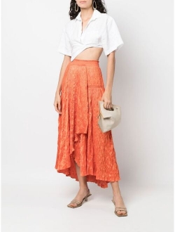 Japra crinkle-effect satin skirt