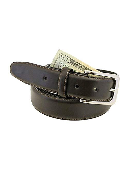 Thomas Bates Mens Deerfield Leather Money Belt Travel Zipper Pocket made in USA