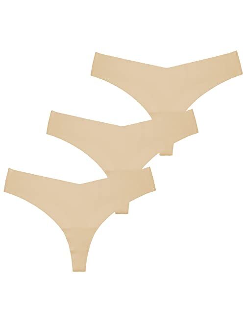 SONTOP BASIC Women's Underwear Seamless Thong T Back Panty Cotton Breathable Thongs Panties for Women 3-6 Pack