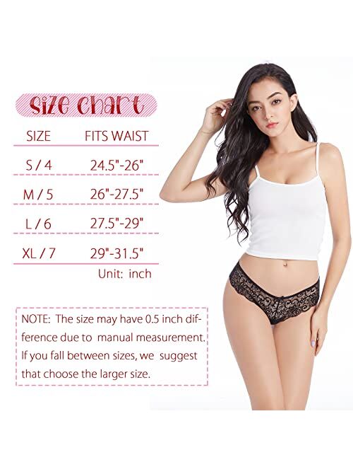 Alfiano Sexy Thongs for Womens Pack G-String Bikini Panties Lace Underwear Low Waist Underpants Lingerie S-XL