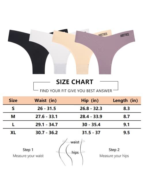 Ameetorie Women's Seamless Thongs For Women No Show Bikini Panties V Waist Underwear Invisible Soft Stretch Thong Multipacks