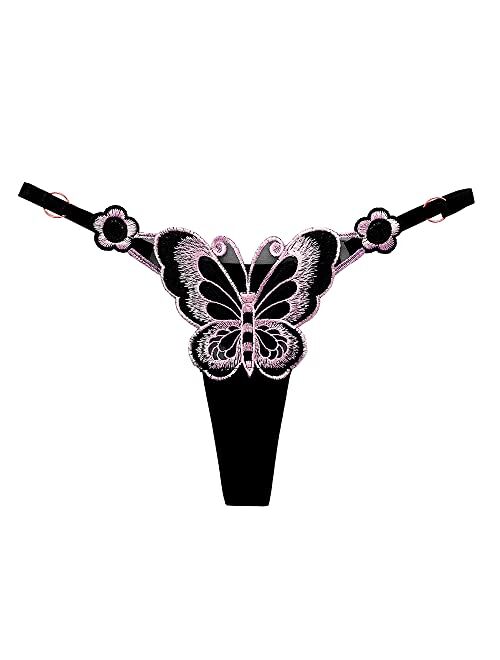 Slithice Women Sexy G string Panties with Cute Butterfly Pattern Center
