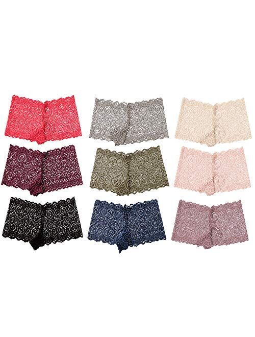 Alyce Ives Intimates Alyce Intimates Pack of 10 Womens Lace Boyshort Panty, Regular to Plus Size