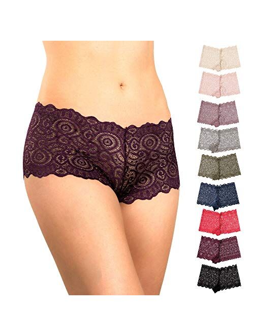 Alyce Ives Intimates Alyce Intimates Pack of 10 Womens Lace Boyshort Panty, Regular to Plus Size
