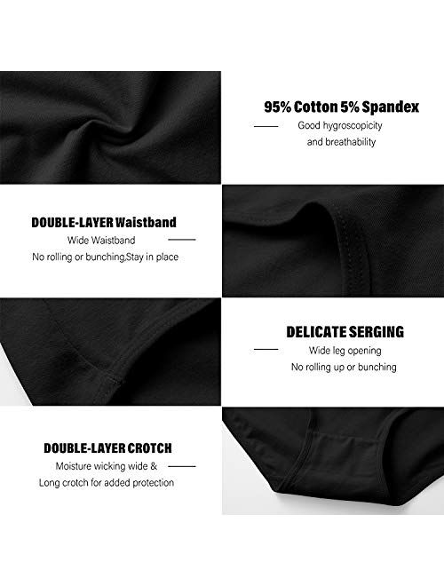 OUENZ Women's Cotton Underwear,Breathable Solid Comfortable High Waist Soft Briefs Panties for Women