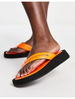 toe thong flatform sandals in orange