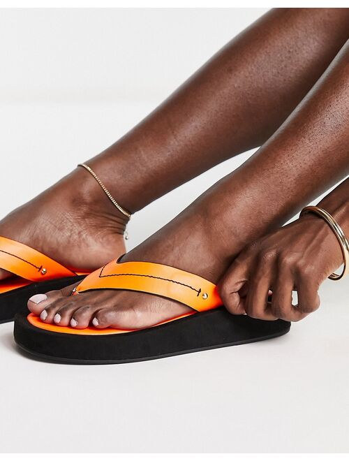 River Island toe thong flatform sandals in orange