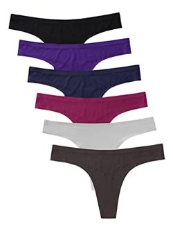 GNEPH Womens Underwear Thongs Low Rise Seamless Thong Stretch Invisible Bikini Thongs Panties Multipack