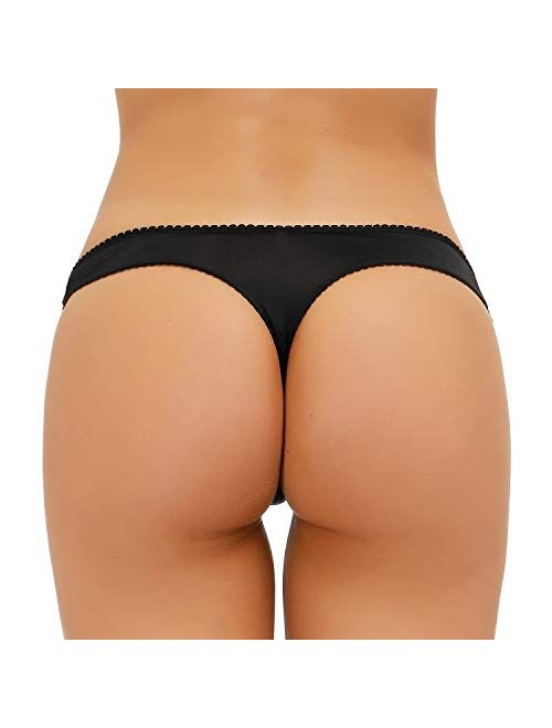 LYYTHAVON 7 Pack Thongs for Women, Lace Stretchy Spandex Nylon Underwear