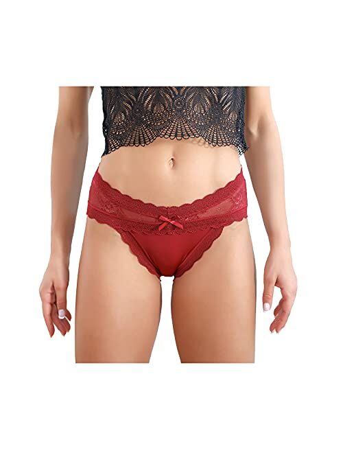LEVAO Women Lace Underwear Sexy Breathable Hipster Panties Stretch Seamless Bikini Briefs Multipack（S-2XL）