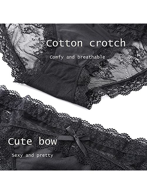 LEVAO Women Lace Underwear Sexy Breathable Hipster Panties Stretch Seamless Bikini Briefs Multipack（S-2XL）