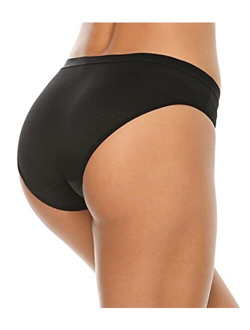 Xibing 10 Pack Women's Breathable Underwear Stretch Bikini Panties Low Waist Mesh Hipster Panty
