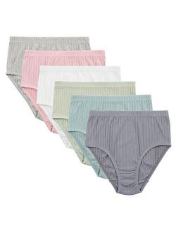 Knitlord Women's Plus Size Underwear Cotton 6 Pack High Waisted Briefs Panties