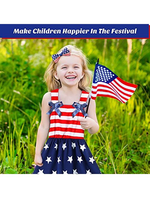 Geyoga 2 Pieces 4th of July American Flag Mother and Me Matching Clothes Girl 4th of July Outfits Skirt and 3 Pieces American Flag Hair Clips Women July 4th American Flag