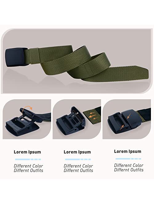 Outgogo Nylon Money Belts for Men 1.5inch Military Tactical Belt Adjustable Slide Plastic Buckle Web Canvas Belt Outdoor