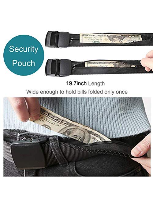Dimengya Travel Security Money Belt with Hidden Money Pocket, Cash Safe Anti-Theft Wallet Belt Unisex Travel Security Money Belt Nickel Free Nylon Belt