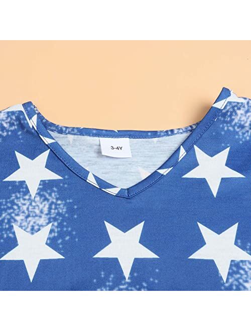 OLOPE Mommy and Me 4th of July American Flag Print T-Shirt Family Matching Flag Print Cute Tops for Women Parent-Child Matc