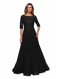 Clothfun Elegant Lace Mother of The Bride Dresses for Women Formal with Sleeves