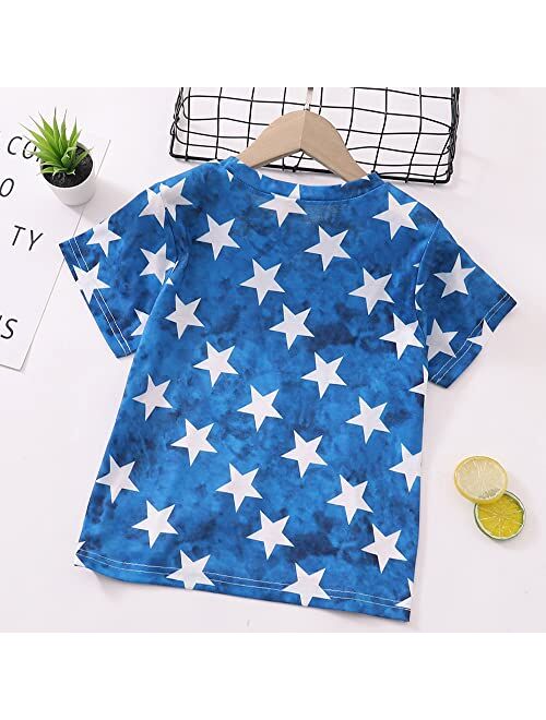 Fedpop Boys 4th of July T-Shirts Toddler Independent Day Tees Kids American Flag Shirt Short Sleeve Patriotic Top Age 1-12 Years