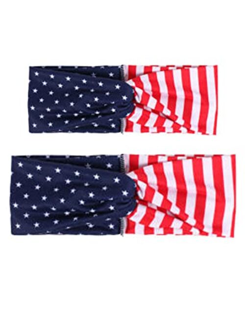 Shimmer Anna Shine Mommy and Me Red White and Blue Kids Matching USA Patriotic American Flag Headbands for Women and Girls (American Flag Red White and Blue)