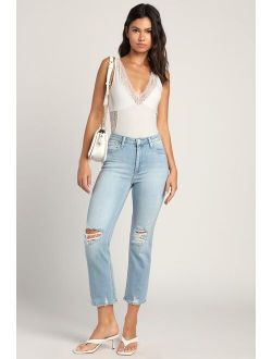 Win the Weekend Light Wash High Rise Straight Leg Jeans