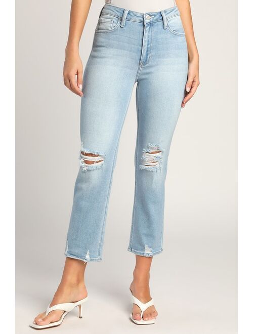Just Black Win the Weekend Light Wash High Rise Straight Leg Jeans