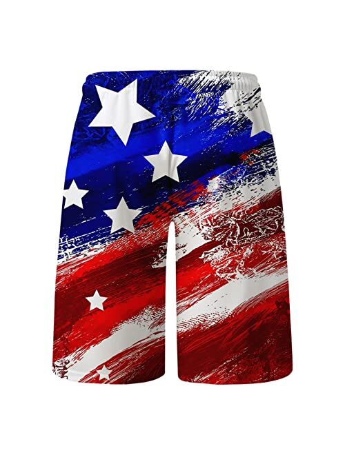UBST Mens Patriotic Swimming Trunks, 4th of July American Flag Print Beach Shorts Summer Independence Day Board Shorts