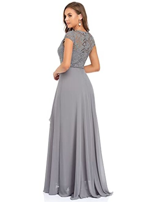 Ever-Pretty Women's Long A-line Lace Cap Sleeve Chiffon Formal Evening Gowns 7986