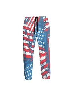 Yefchn Men's Sweatpants Casual Trousers Jogger Pants-Vintage Patriotic USA Flags Gym Workout Pants