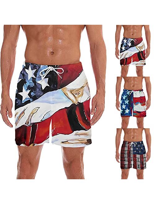 YOFOKO American Flag Mens Beach Shorts 4th of July Patriotic Swimming Trunks Summer Quick Drying Board Shorts with Pockets