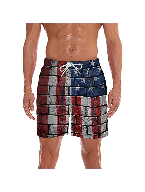 YOFOKO American Flag Mens Beach Shorts 4th of July Patriotic Swimming Trunks Summer Quick Drying Board Shorts with Pockets