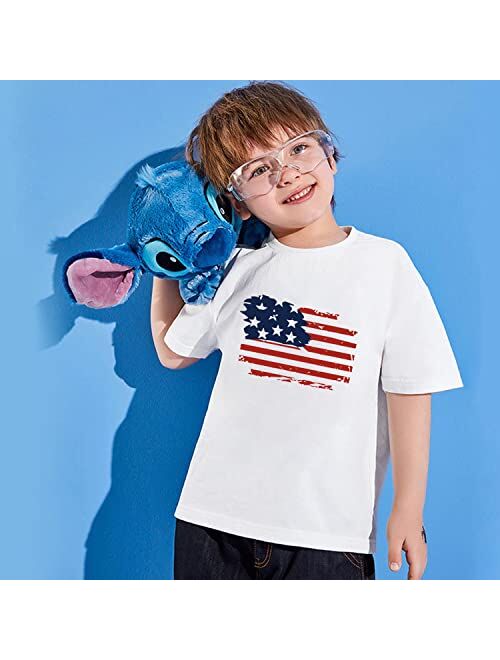 Mujoqe 4th of July T-Shirt Boys Girls American Flag Shirt Kids Patriotic Short Sleeve Tee Tops