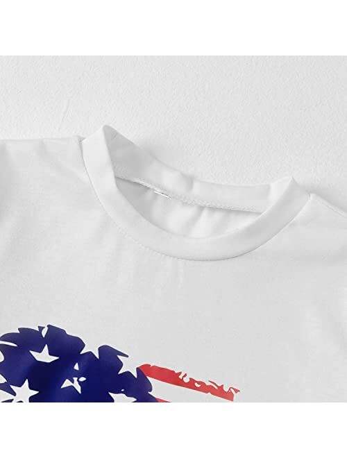 Mujoqe 4th of July T-Shirt Boys Girls American Flag Shirt Kids Patriotic Short Sleeve Tee Tops