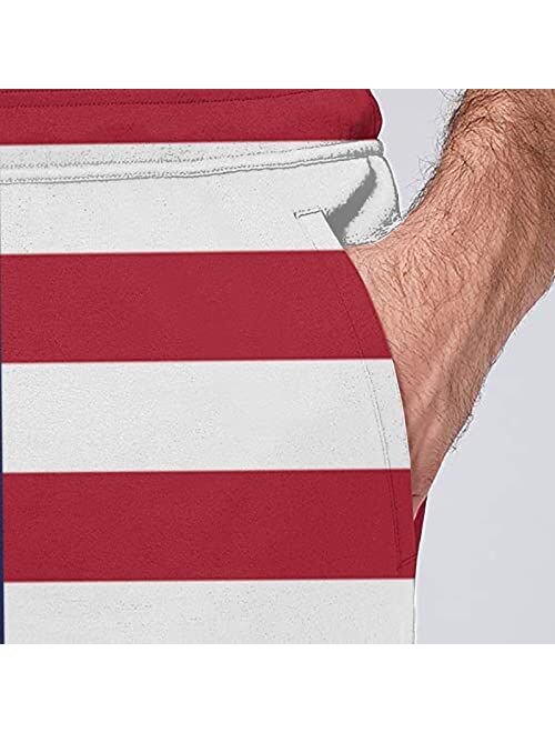 INZVKJLU Patriotic USA American Flag Stripes and Stars Sweatpants for Men Printed Joggers Pant Drawstring Sports Pants