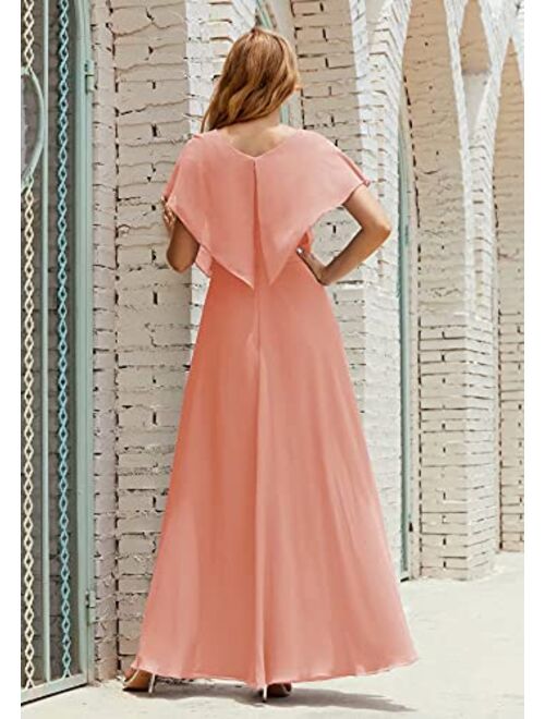 Numbersea Mother of The Bride Dresses Plus Size V-Neck Floor Length Formal Prom Dress for Wedding Guest Women