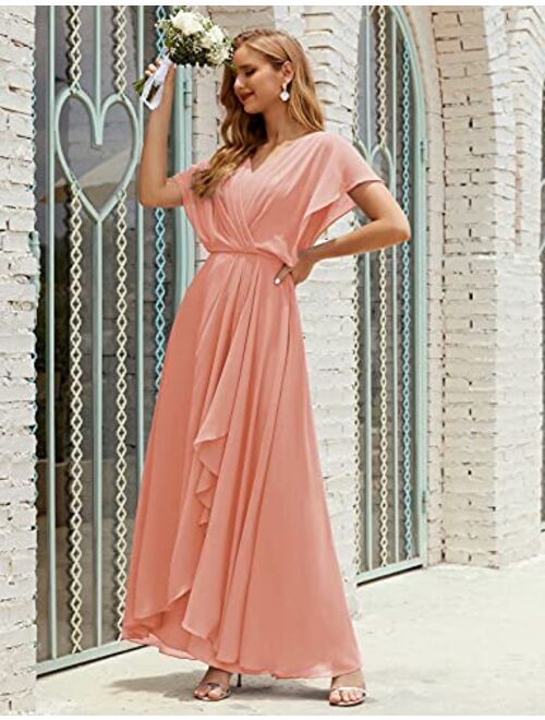 Numbersea Mother of The Bride Dresses Plus Size V-Neck Floor Length Formal Prom Dress for Wedding Guest Women