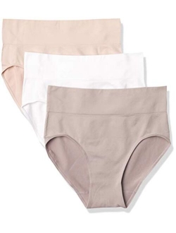 Ultimate Hanes Women's Panties Pack, Seamless Smoothing High-Waist Briefs, High-Waisted Brief Underwear, 3-Pack (Colors May Vary)