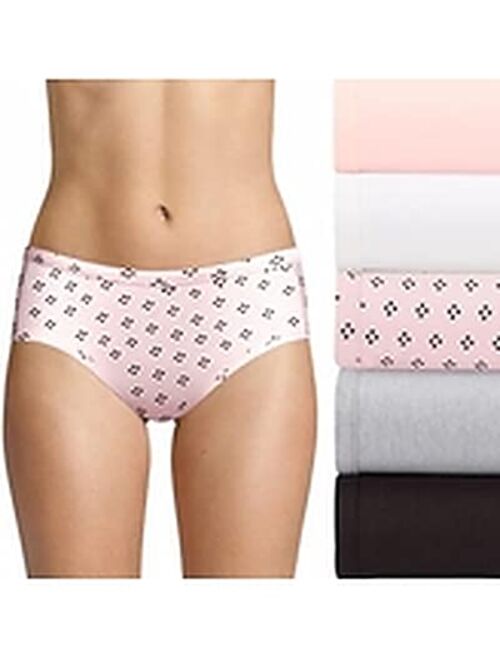 Hanes Ultimate Women's Hipster Panties 5-Pack, Moisture-Wicking Hipster Briefs, Hipster Underwear, 5-Pack (Colors May Vary)