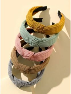 5pcs Girls Knot Decor Knit Hair Hoop