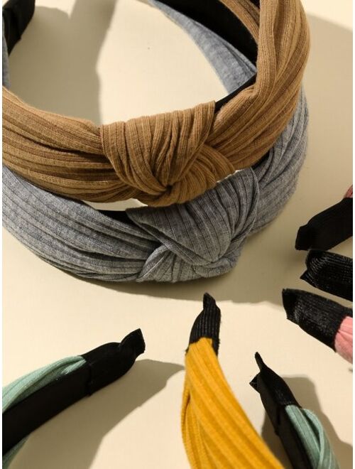 Shein 5pcs Girls Knot Decor Knit Hair Hoop