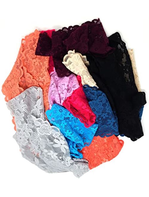 Sexy Basics Women's 10 Pack Lace Hipster Panties | Ultra Soft & Stretchy Hallowed Out Lace Seamless Panties