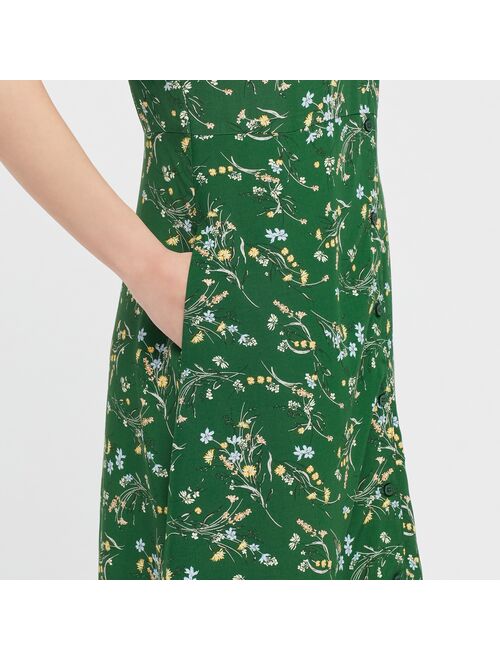 UNIQLO Printed V-Neck Short-Sleeve Flare Mini Dress