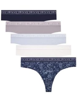 Women's Underwear - 5 Pack Microfiber Thong Panties (S-XL)