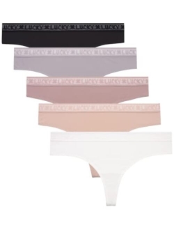 Women's Underwear - 5 Pack Microfiber Thong Panties (S-XL)